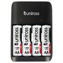 Зарядно за 4 акумулаторни батерии Uniross Value с 4 AA 1300 mAh