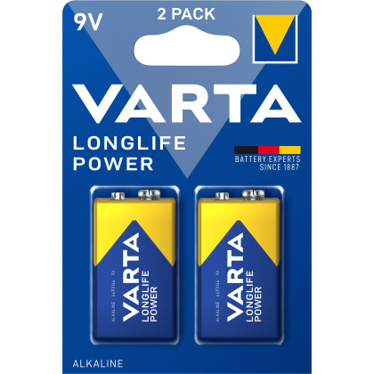 Алкални батерии 9V Varta Longlife Power 9V - 2 батерии
