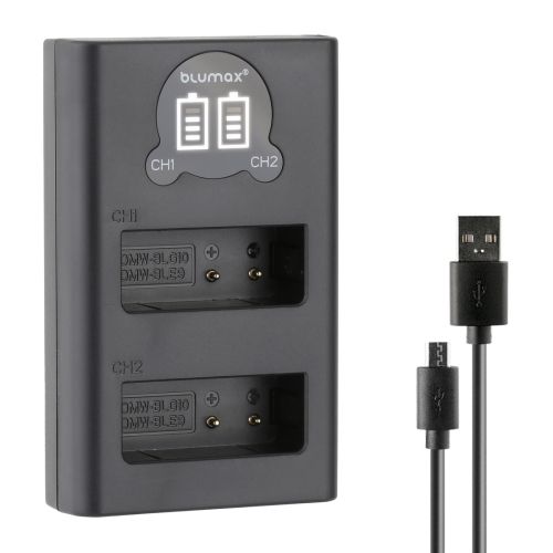 Зарядно за 2 батерии Panasonic DMW-BLG10 с LCD дисплей - 8.4V