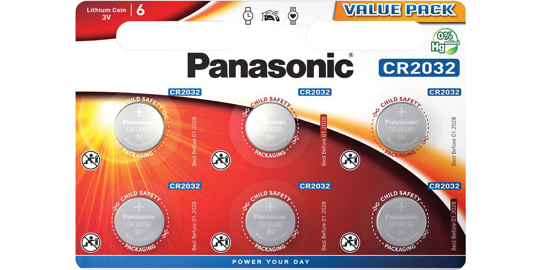Литиеви батерии CR2032 Panasonic CR2032 - 3V 6 батерии