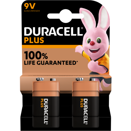 Алкални батерии 9V MN1604 Duracell Plus Power - 2 броя